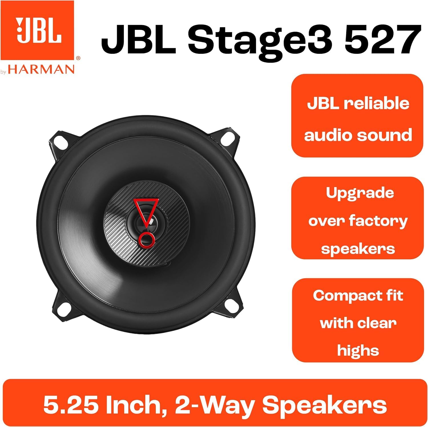 JBL Stage3 527 Harman Kardon 2-Way Car Speaker Set - 200 Watt JBL